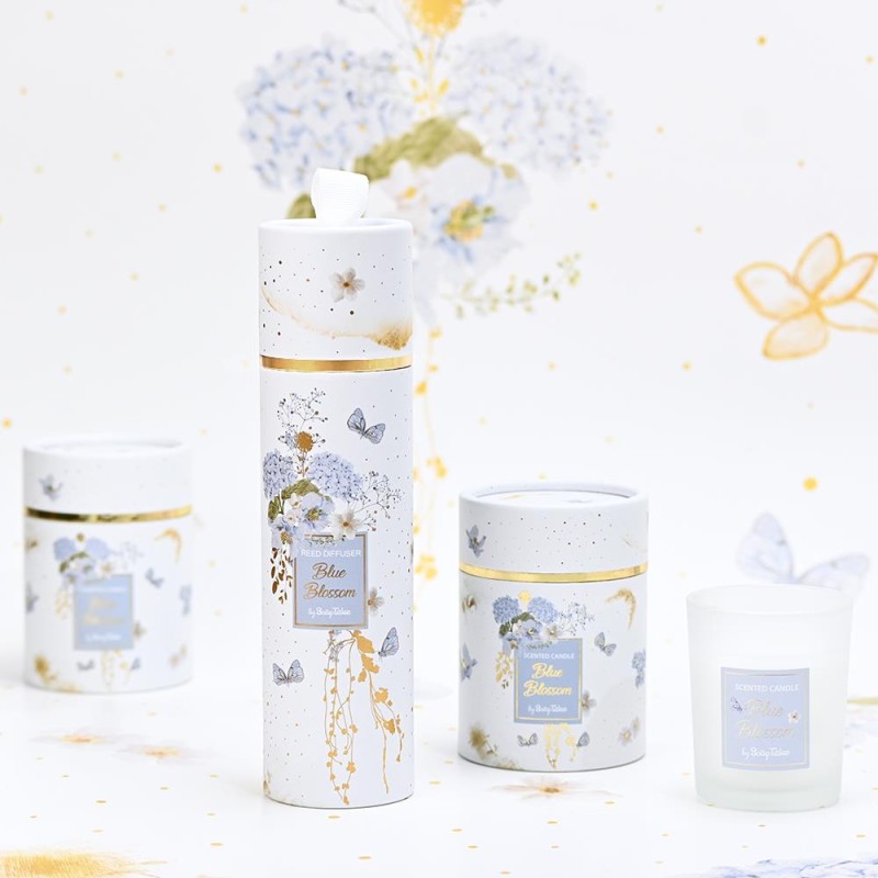 Μπομπονιέρα Βάπτισης Αρωματικό Χώρου Blue Blossom με Μπλε Άνθη