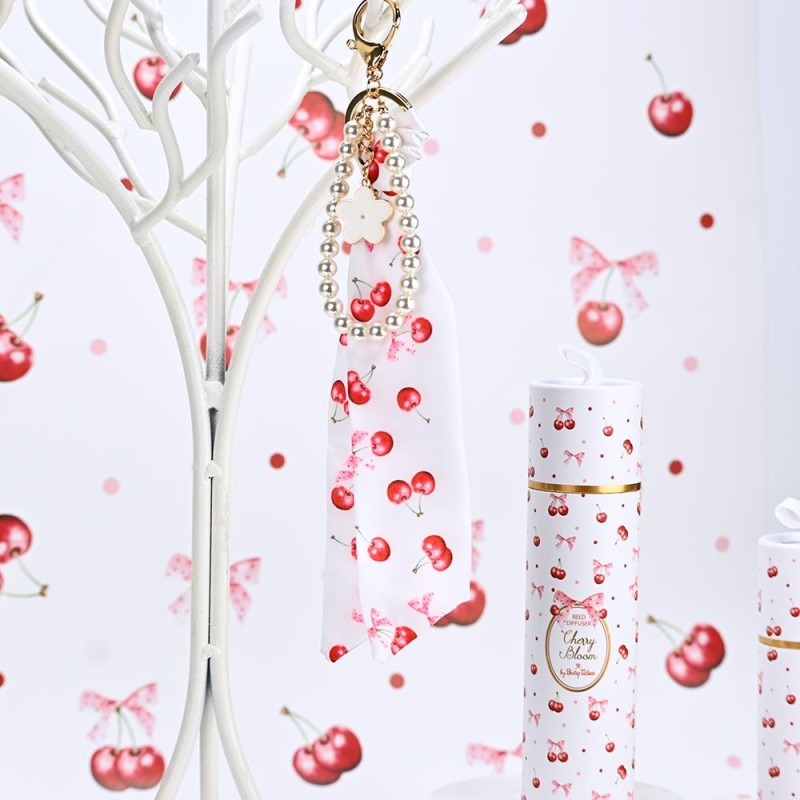 Charm Μαντιλάκι με Κεράσια – Μπομπονιέρα Βάπτισης Κοριτσιού