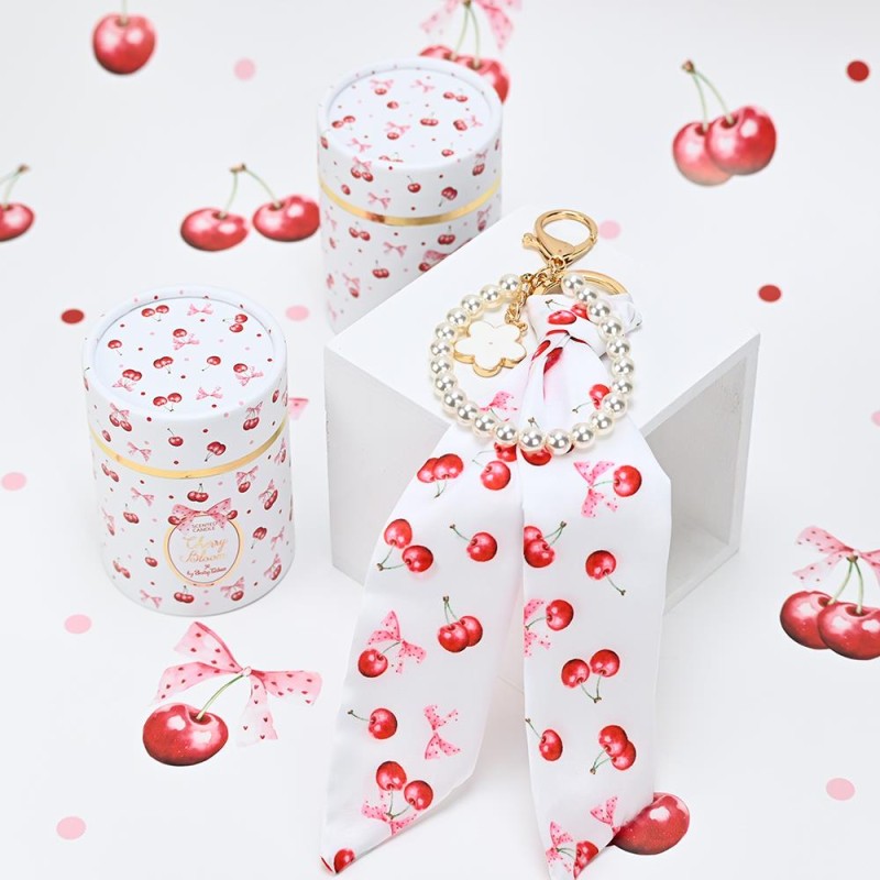 Charm Μαντιλάκι με Κεράσια – Μπομπονιέρα Βάπτισης Κοριτσιού