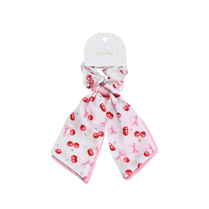 Scrunchie με Μαντιλάκι Cherry Bloom – Μπομπονιέρα Βάπτισης Κοριτσιού
