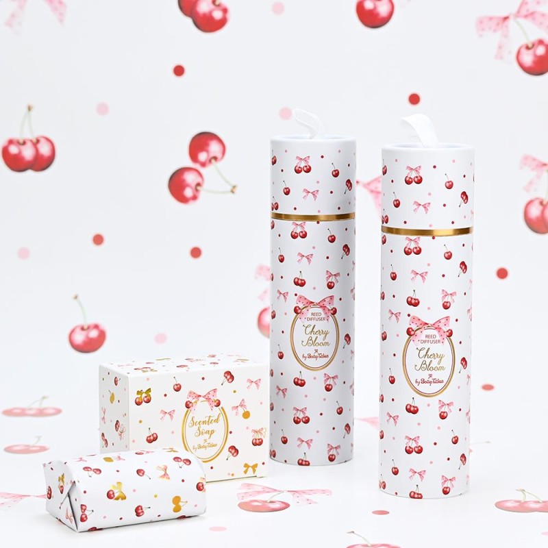 Μπομπονιέρα Βάπτισης Αρωματικό Χώρου Cherry Bloom με Κερασάκια