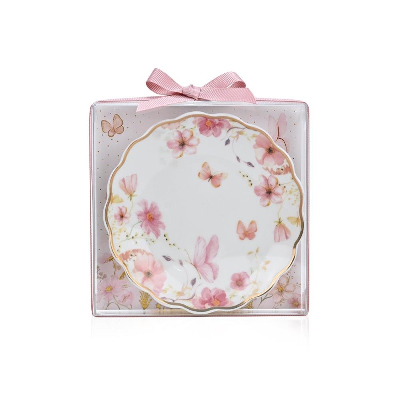 Πορσελάνινο Πιατάκι Pink Blossom – Ρομαντική Μπομπονιέρα Βάπτισης