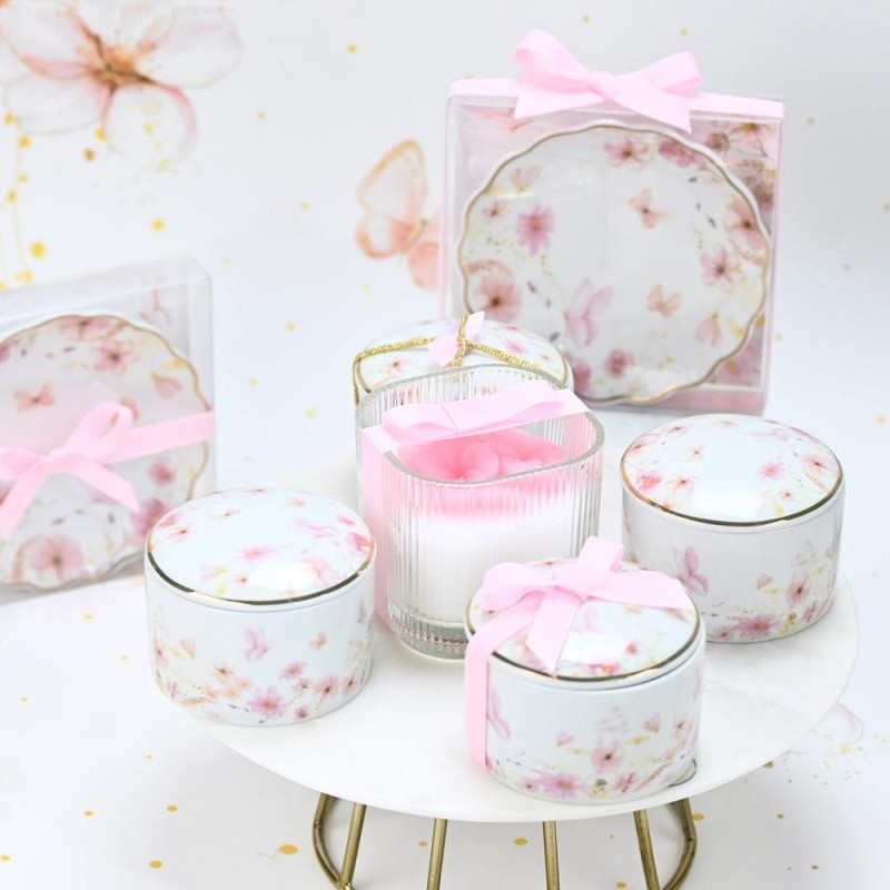 Πορσελάνινο Πιατάκι Pink Blossom – Ρομαντική Μπομπονιέρα Βάπτισης