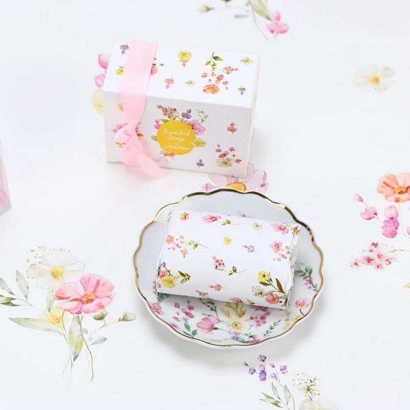 Πορσελάνινο Πιατάκι Pink Fleur – Κομψή Μπομπονιέρα Βάπτισης