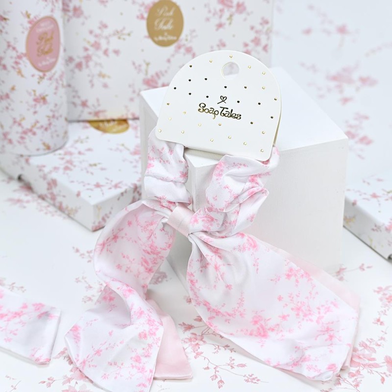 Scrunchie με Μαντιλάκι Pink Toile – Μπομπονιέρα Γάμου & Βάπτισης