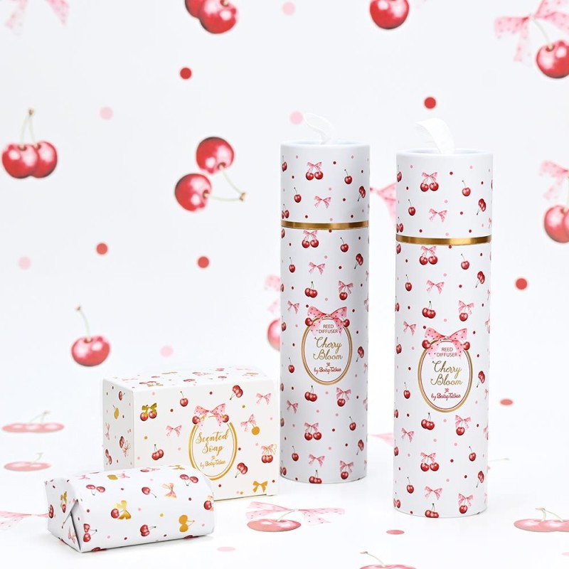 Μπομπονιέρα Βάπτισης Αρωματικό Σαπούνι με Κερασάκια & Φιογκάκια