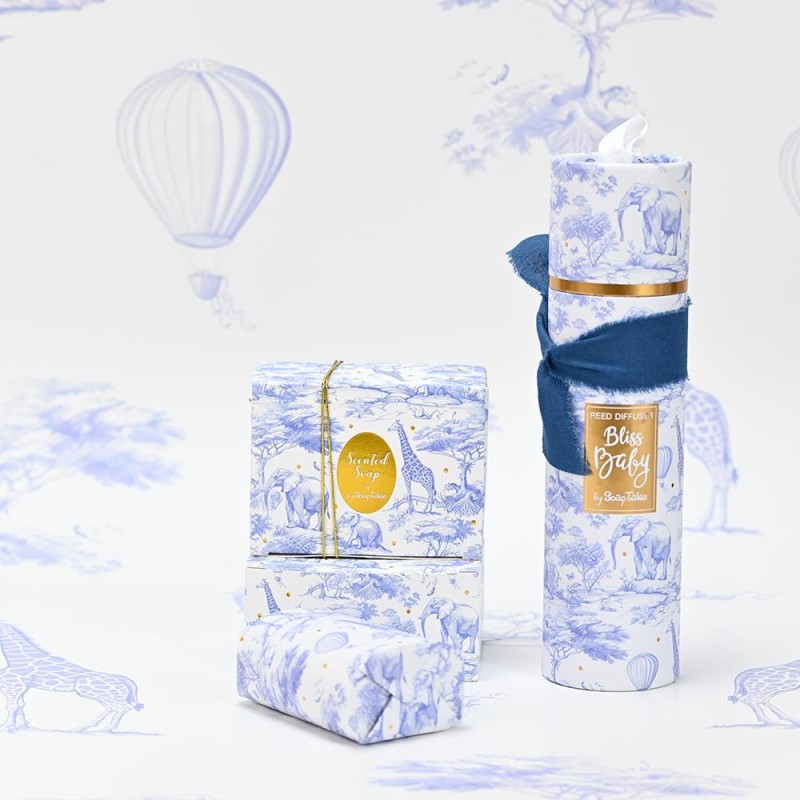 Μπομπονιέρα Βάπτισης Αρωματικό Σαπούνι με Ζωάκια σε Μπλε Αποχρώσεις