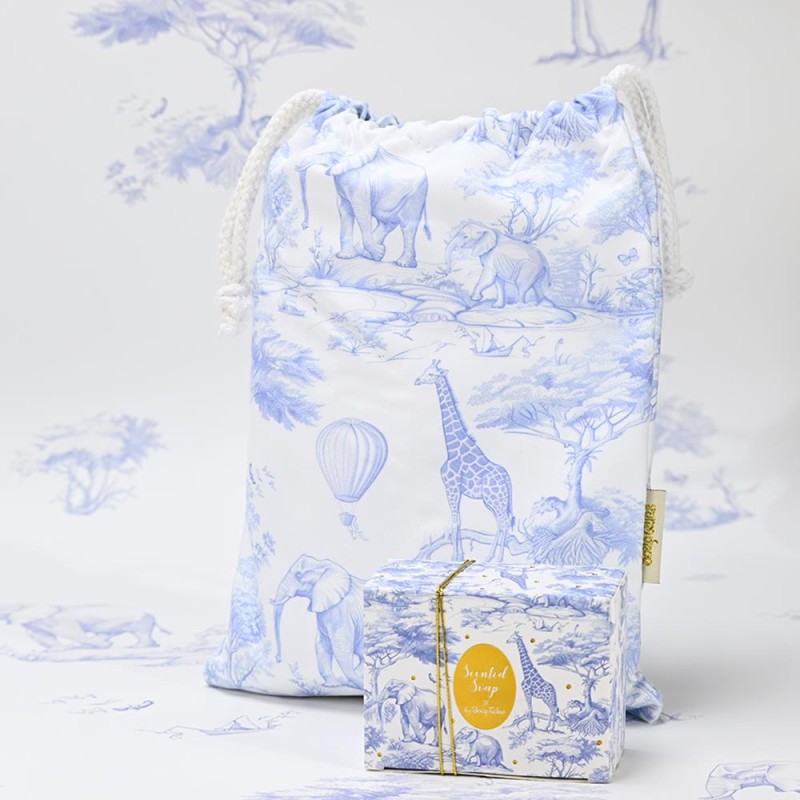 Μπομπονιέρα Βάπτισης Αρωματικό Σαπούνι με Ζωάκια σε Μπλε Αποχρώσεις