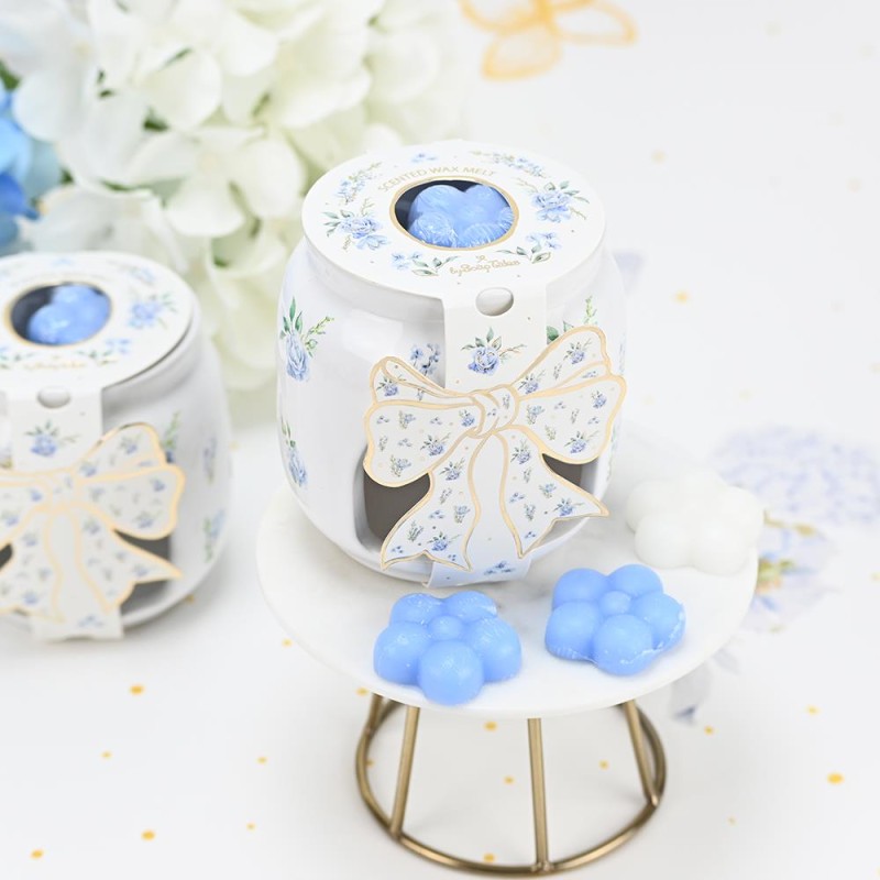 Κεραμικό Melt Burner Blue Floral με Wax Melts Μπομπονιέρα