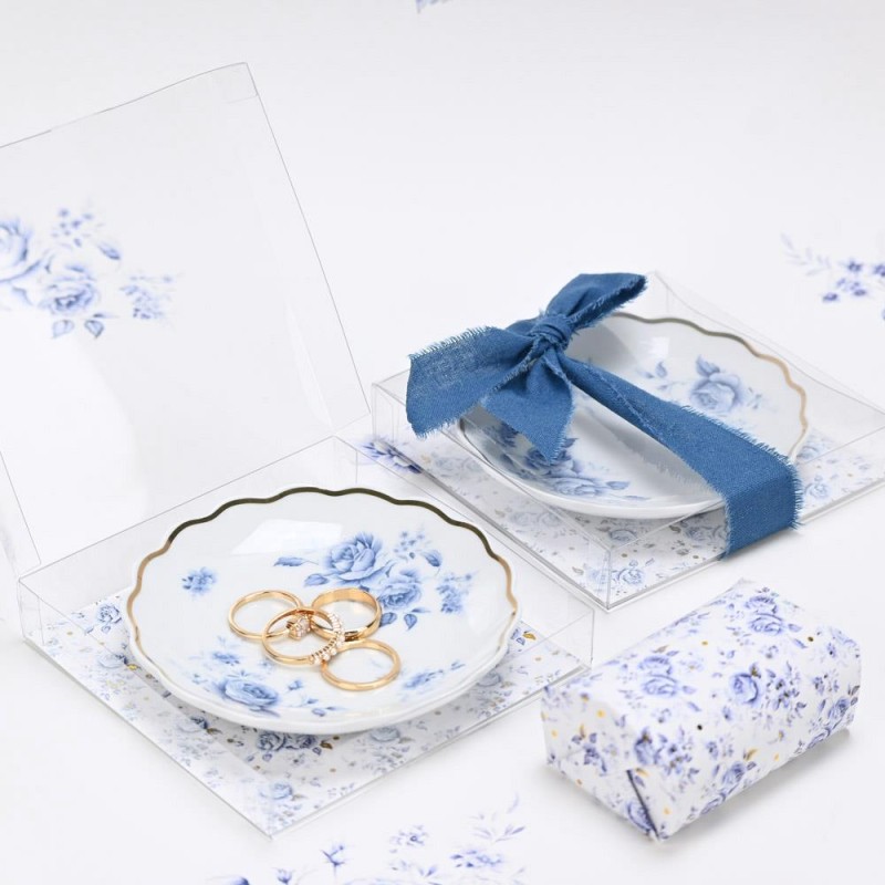 Πορσελάνινο Πιατάκι Blue Flowers – Κλασική & Κομψή Μπομπονιέρα