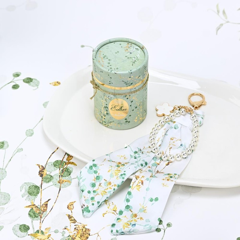 Charm Μαντιλάκι Eden με Πέρλες – Μπομπονιέρα Γάμου Βάπτισης με Φυσικό Θέμα