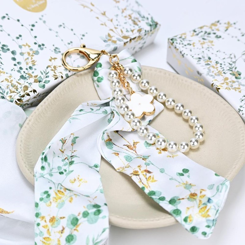 Charm Μαντιλάκι Eden με Πέρλες – Μπομπονιέρα Γάμου Βάπτισης με Φυσικό Θέμα