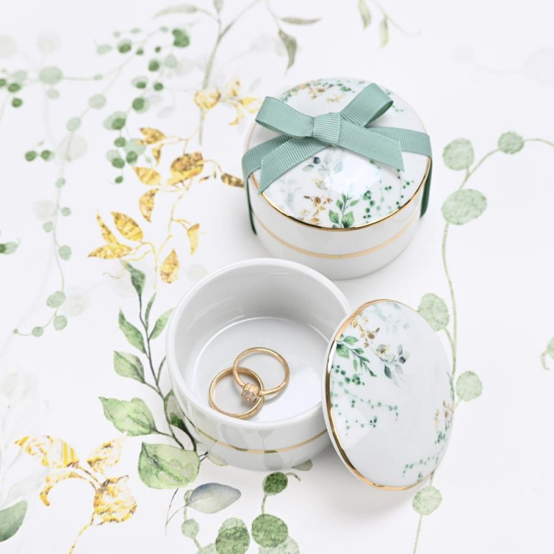 Πορσελάνινη Μπιζουτιέρα με Botanical Σχέδιο – Κομψή Μπομπονιέρα Γάμου & Βάπτισης