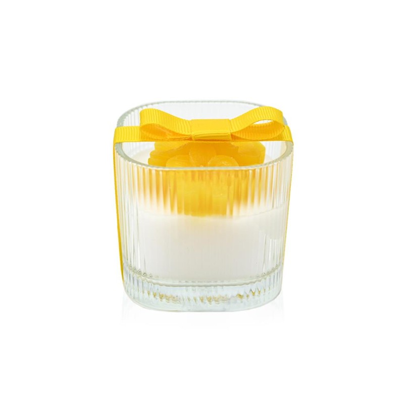 Αρωματικό κερί με ανάγλυφο κίτρινο λουλούδι για μπομπονιέρα