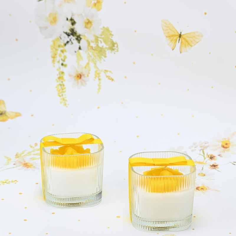 Αρωματικό κερί με ανάγλυφο κίτρινο λουλούδι για μπομπονιέρα