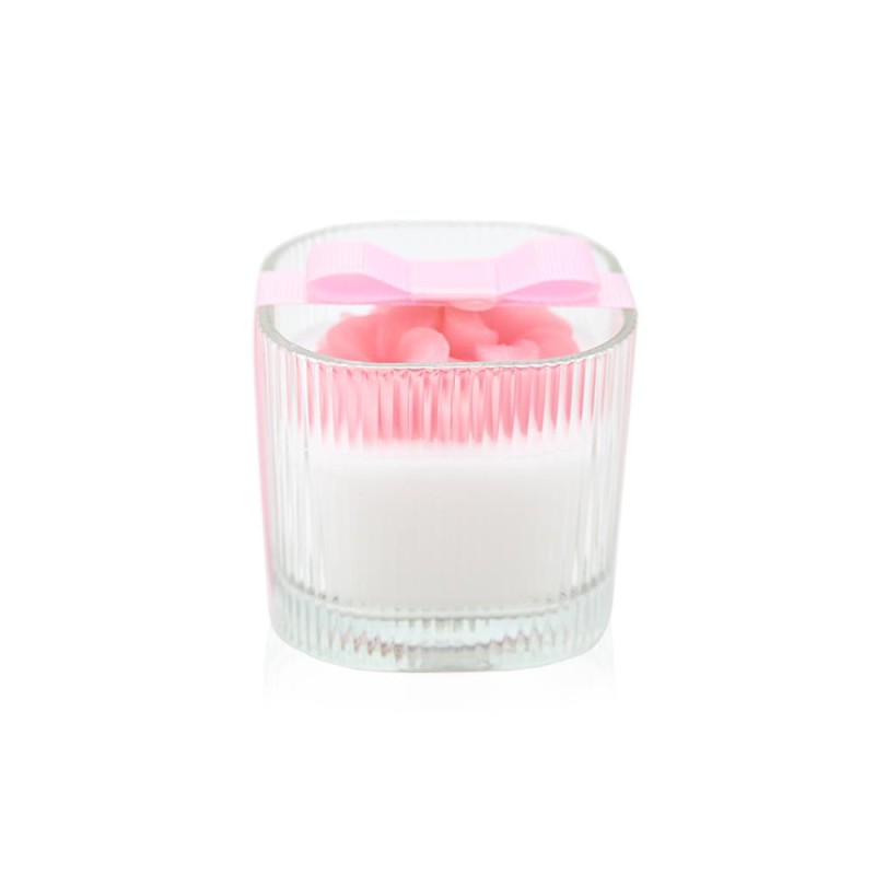 Αρωματικό κερί με ανάγλυφο ροζ λουλούδι για μπομπονιέρα