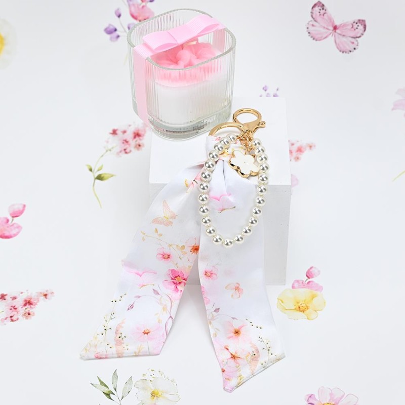 Αρωματικό κερί με ανάγλυφο ροζ λουλούδι για μπομπονιέρα