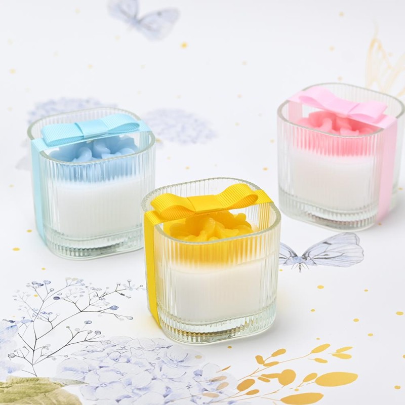 Αρωματικό κερί με ανάγλυφο κίτρινο λουλούδι για μπομπονιέρα