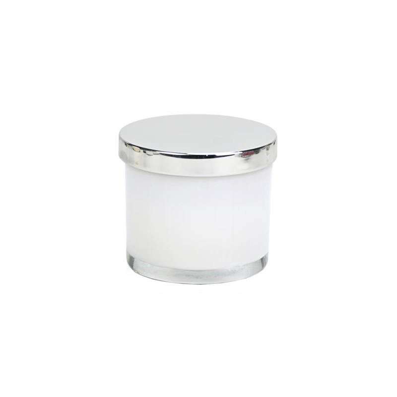 Μπομπονιέρα Γάμου & Βάπτισης Κερί Λευκό με Ασημί Καπάκι