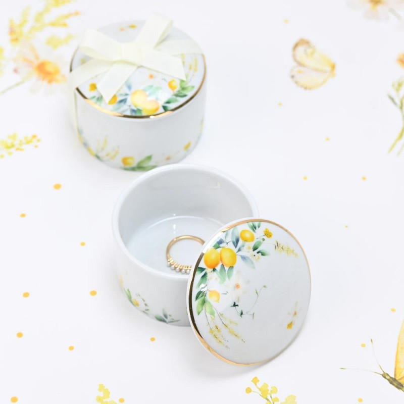 Πορσελάνινη Μπιζουτιέρα με Λεμόνια – Φρέσκια Ιδέα για Γάμο & Βάπτιση