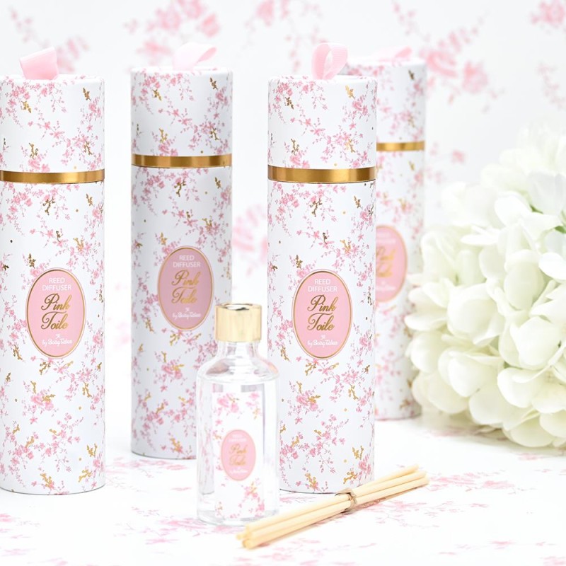 Μπομπονιέρα Αρωματικό Χώρου Pink Toile με Ροζ & Χρυσό Μοτίβο