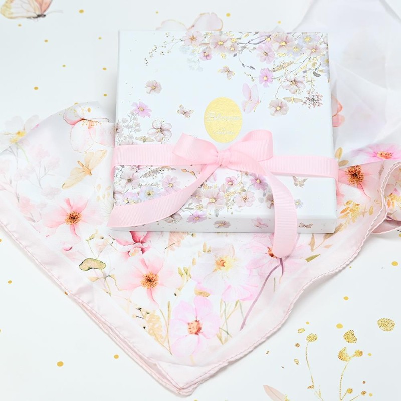 Μαντίλι Pink Blossom – Ρομαντική Μπομπονιέρα Βάπτισης