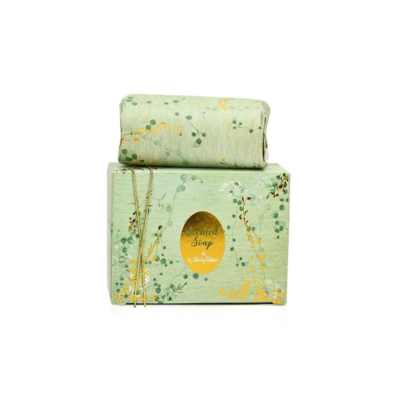Μπομπονιέρα Αρωματικό Σαπούνι σε Πράσινες Αποχρώσεις με Χρυσές Λεπτομέρειες