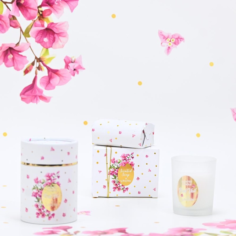 Ρομαντική Μπομπονιέρα Αρωματικό Σαπούνι με Ροζ Λουλούδια