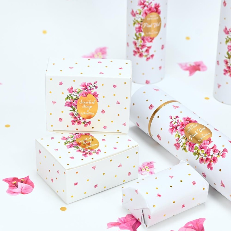 Ρομαντική Μπομπονιέρα Αρωματικό Σαπούνι με Ροζ Λουλούδια