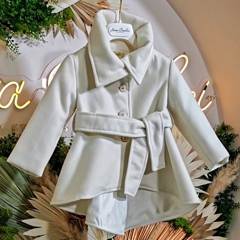 Βαπτιστικό Παλτό Βελούρ Stova Bambini - Off-White 