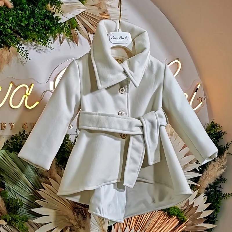 Βαπτιστικό Παλτό Βελούρ Stova Bambini - Off-White 