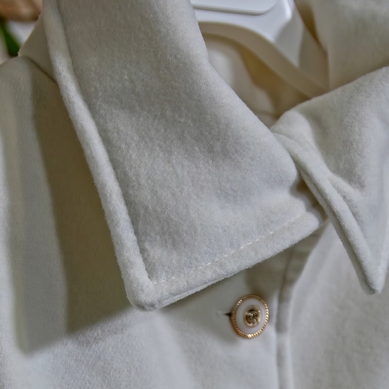 Βαπτιστικό Παλτό Βελούρ Stova Bambini - Off-White 