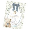 Πρόσκληση Βάπτισης Teddy Bear με Δίπτυχο Εκτυπωμένο Ριζόχαρτο