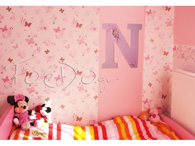 Γράμμα Ν μεγάλο 1045 Διακοσμητικό γράμμα παιδικού δωματίου ροζ