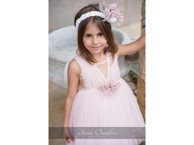 Βαπτιστικό φόρεμα dusty pink SS24G13 Stova Bambini