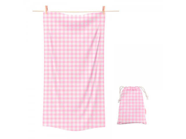 Ροζ καρό πετσέτα θαλάσσης