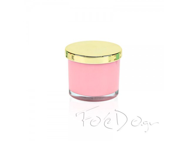Μπομπονιέρα F1131 αρωματικό κερί ροζ με χρυσό καπάκι